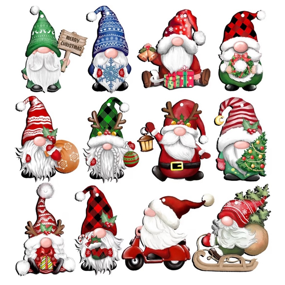 Festive Gnome Holiday Decor Set - Red, Green, Blue